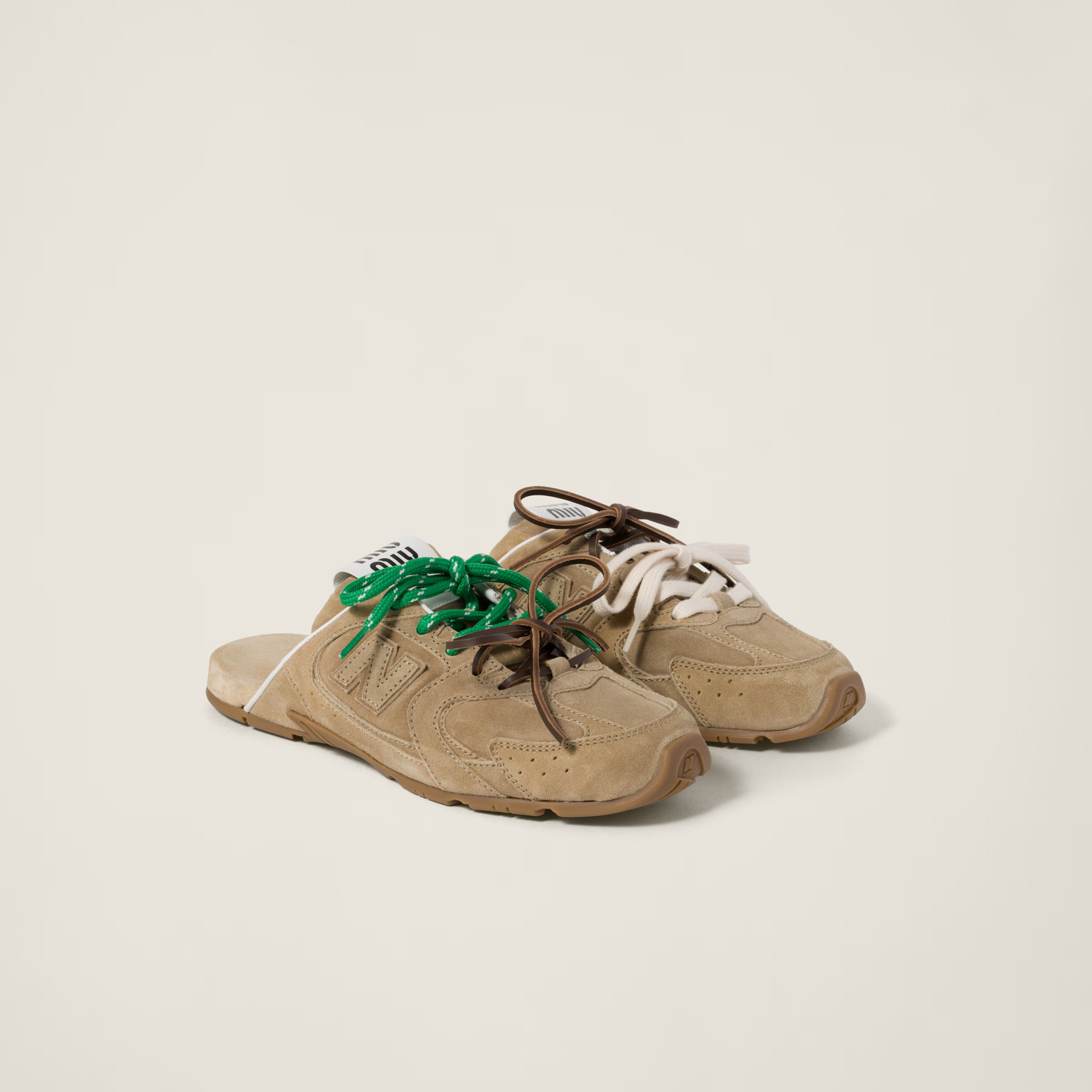 Ecru New Balance X Miu Miu 530 Sl Faded Suede Mules | Miu Miu | Miu Miu US