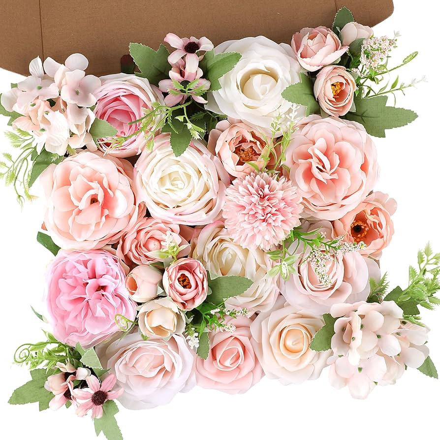 Rose Artificial Flowers Combo Fake Flowers Pink Roses Silk Flowers with Stems for DIY Bridal Wedd... | Amazon (US)