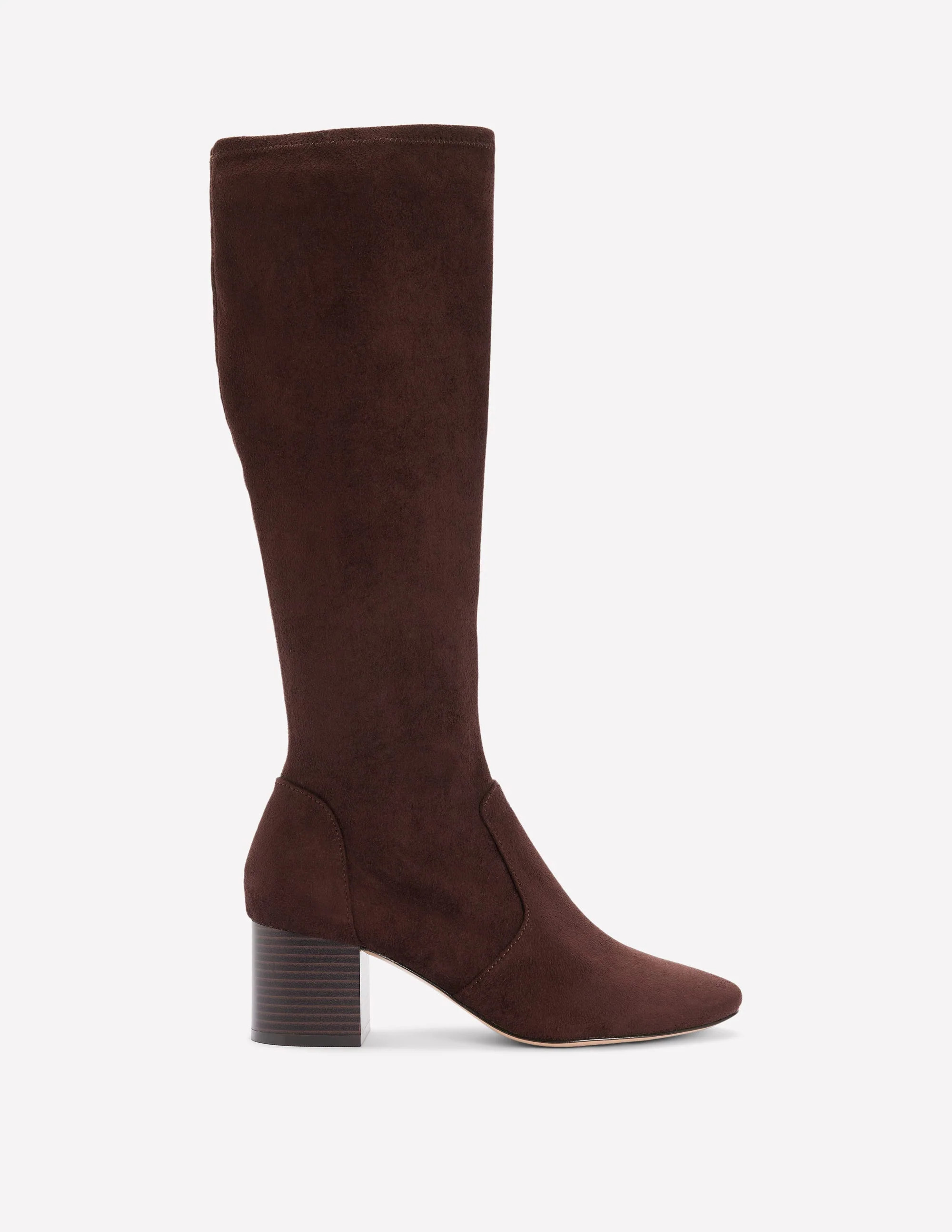 Stretch Knee Heel Boots-Chocolate | Boden UK