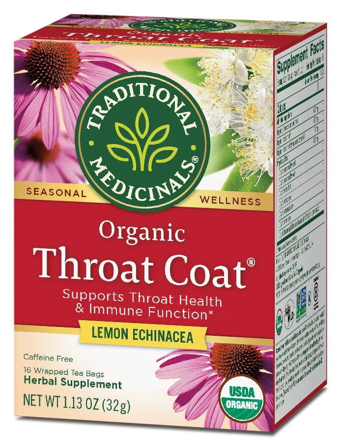 Traditional Medicinals Tea, Organic Throat Coat Lemon Echinacea, Tea Bags, 16 Count | Walmart (US)