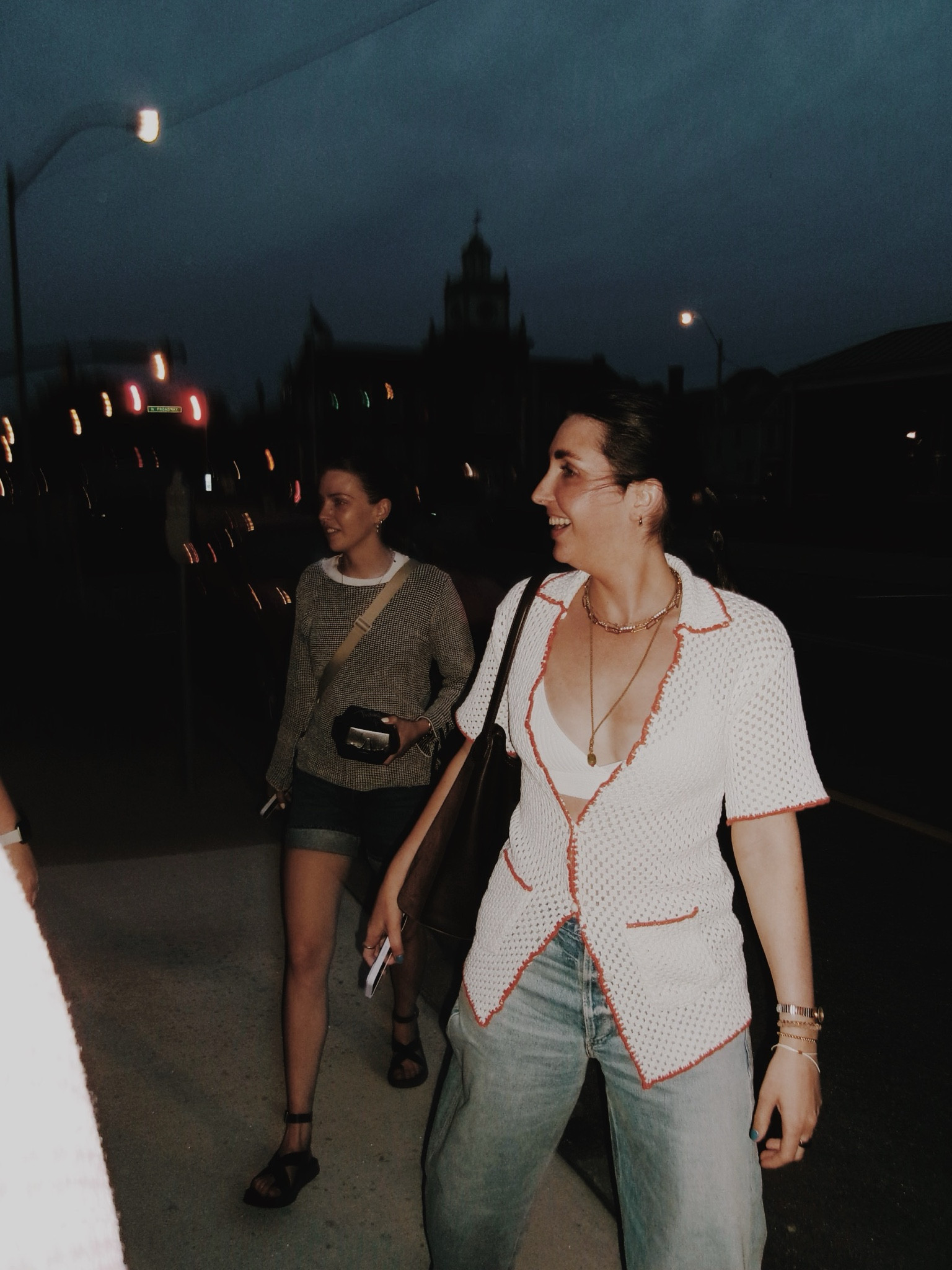 Burger night with my sissy!! Rocking some of our new favorite denim, noting that both of us went up a size to promote the baggy look. These Agolde shorts are the perfect adult shorts. SO CUTE! 