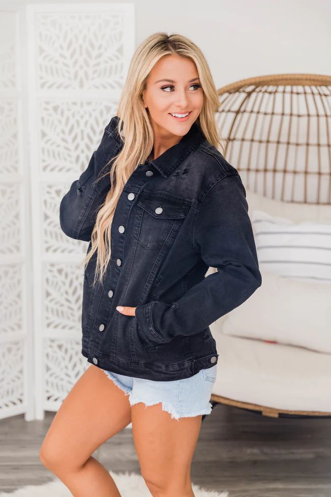 Downtown Classic Denim Jacket Black | The Pink Lily Boutique