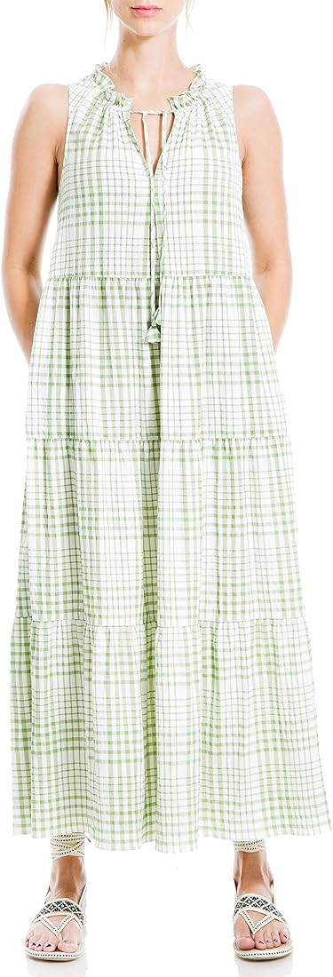Max Studio Women's Gingham Tiered Maxi Dress | Amazon (US)