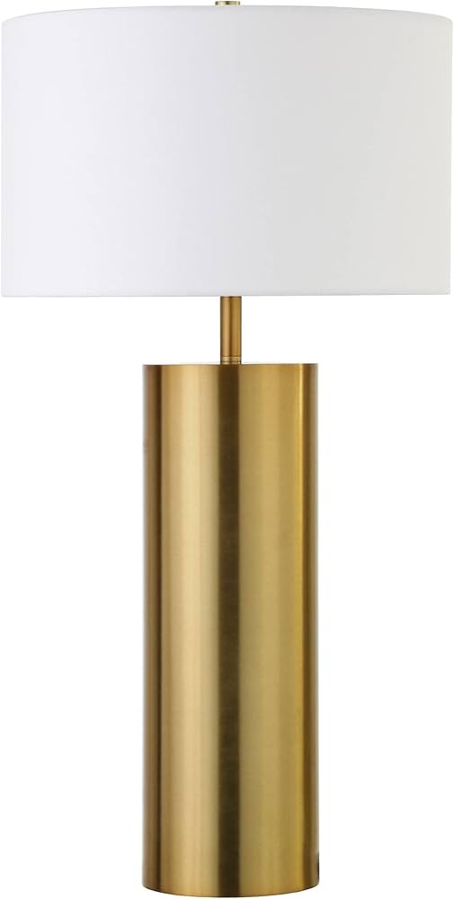 Henn&Hart 29.5" Mid-Century Modern 1-Light Table Lamp with White Fabric Drum Shade for Living Roo... | Amazon (US)