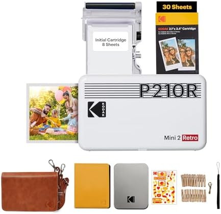KODAK Mini 2 Retro 4PASS Portable Photo Printer (2.1x3.4 inches) Initial 8 Sheets + 30 Sheets + G... | Amazon (US)