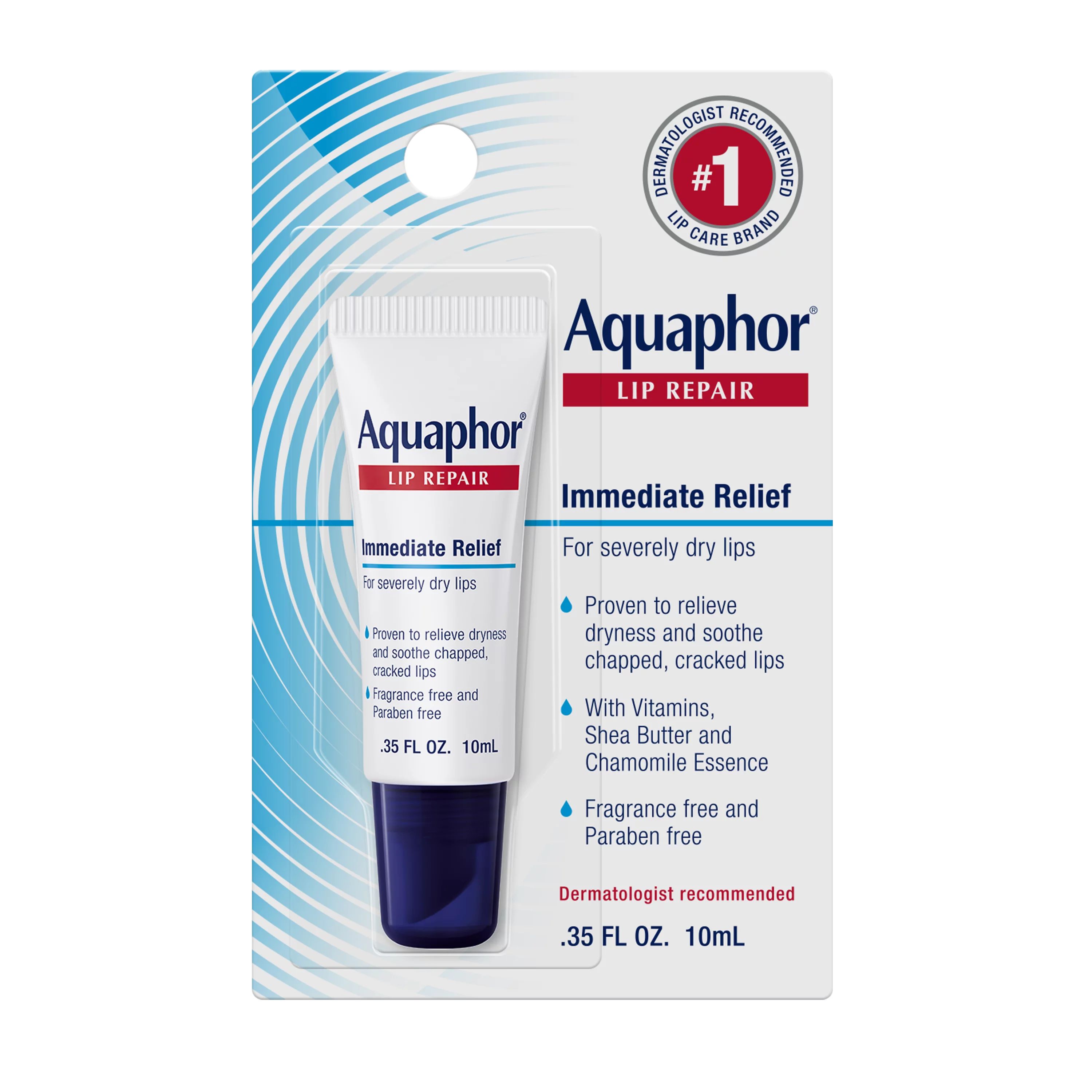 Aquaphor Lip Repair Ointment, Long-lasting Moisture to Soothe Dry Chapped Lips, .35 fl. oz. Tube | Walmart (US)