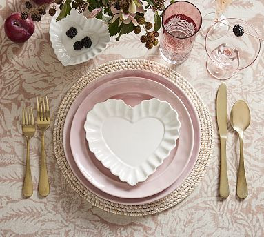 Heirloom Scalloped Heart Stoneware Appetizer Plates - Set of 4 | Pottery Barn (US)