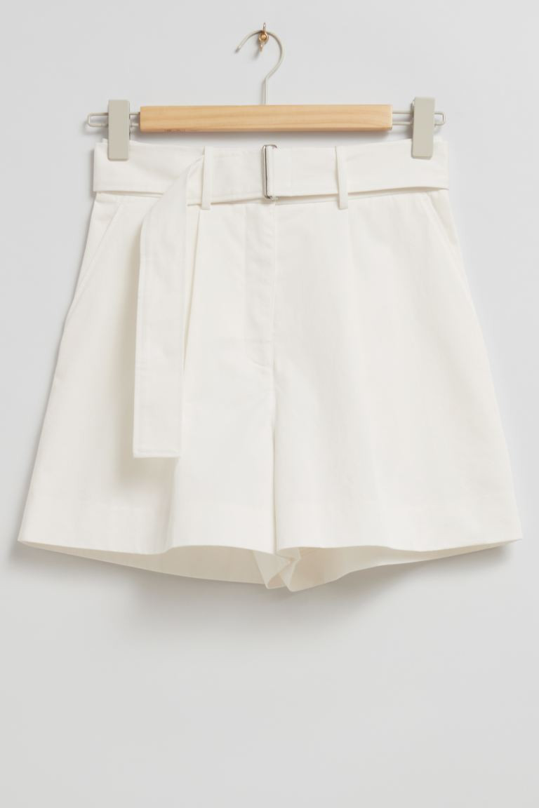 Belted Cotton Chino Shorts | H&M (UK, MY, IN, SG, PH, TW, HK)