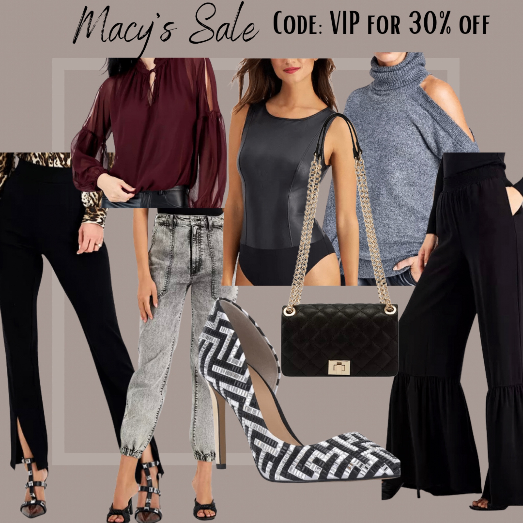 🚨 Macy VIP SALE ALERT 🚨 

Use code VIP FOR 30% off

So many great pre-Fall and Fall pieces! I love the white legs and front slit pants and The stonewash black jogger jeans are on sale for $24!

I love a cut out in sweaters. It just gives a shit look to an oversize sweater. The faux leather bodysuit is the Perfect amount of cool girl and who doesn’t love adding a fun shoe and a black and gold embellished purse.

I wear an extra small or small in each of these pieces. Check the measurements and cross-referencing with yours. 

#LTKsalealert #LTKunder50 #LTKstyletip