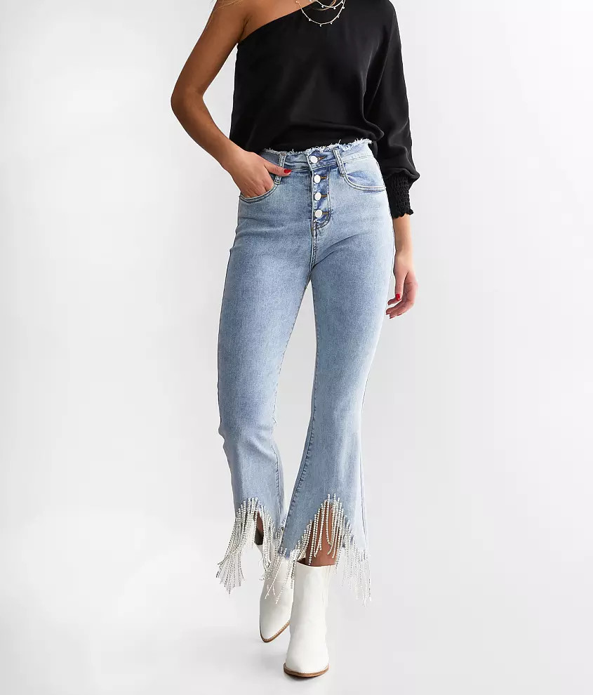 Blue B Rhinestone High Rise Cropped Flare Jean | Buckle