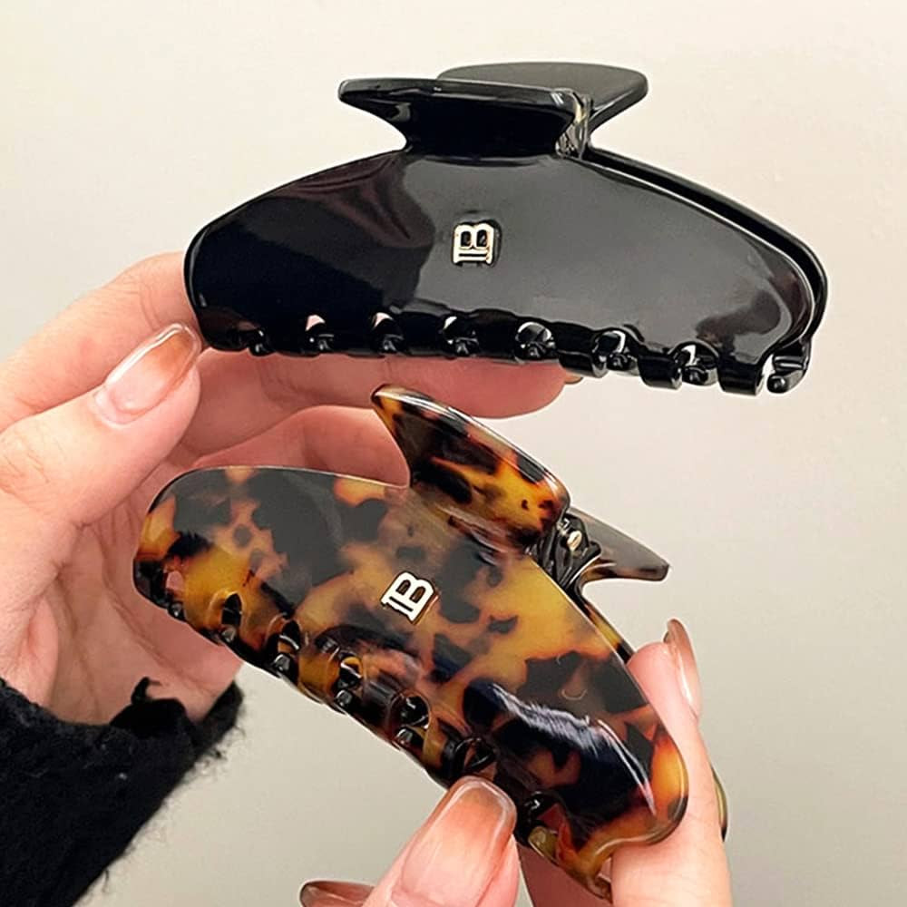 2Pcs Hair Claw Clips Letter B Claw Clips Fashion Hair Clips Large Claw Clips Black and Amber Hair... | Amazon (US)