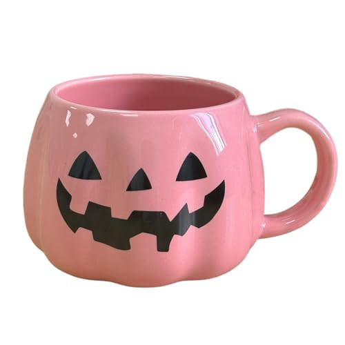 Halloween Mug Novelty Pumpkin Mug 3D Cute Ceramic Pink Cup Halloween Coffee Cup Spooky Fall Decor and Christmas Birthdays Perfect Gifts for Kids and Adults Men Women (Pink) | Amazon (US)