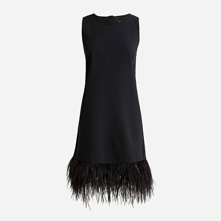 Crepe feather-trim shift dress | J. Crew US
