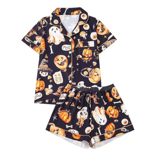 Silk 2 Piece Pajamas For Women,Halloween Pajamas Women Costumes Accessories 2025 Fall Pjs Matching Plus Size Pajama for Couples Family Woman Navy Small | Amazon (US)