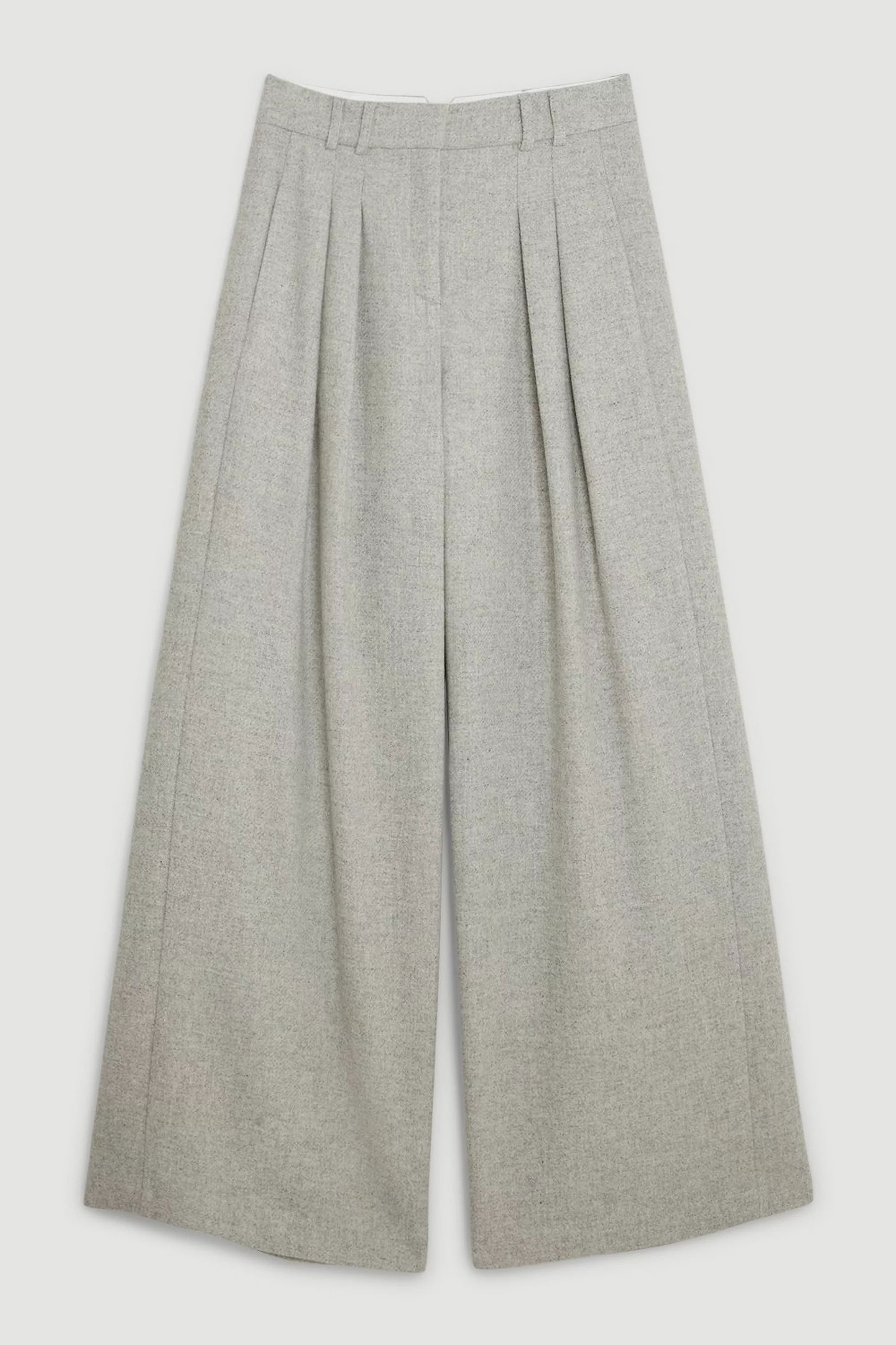Petite Tailored Wool Blend Double Faced Wide Leg Trousers | Karen Millen UK + IE + DE + NL