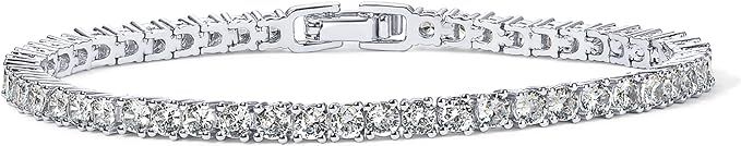 PAVOI 14K Gold Plated 3mm Cubic Zirconia Classic Tennis Bracelet | Gold Bracelets for Women | Siz... | Amazon (US)