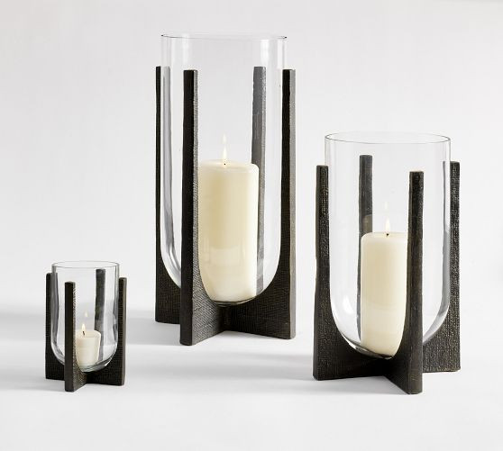 Mesa Cast Iron Hurricane Candle Holder | Pottery Barn (US)