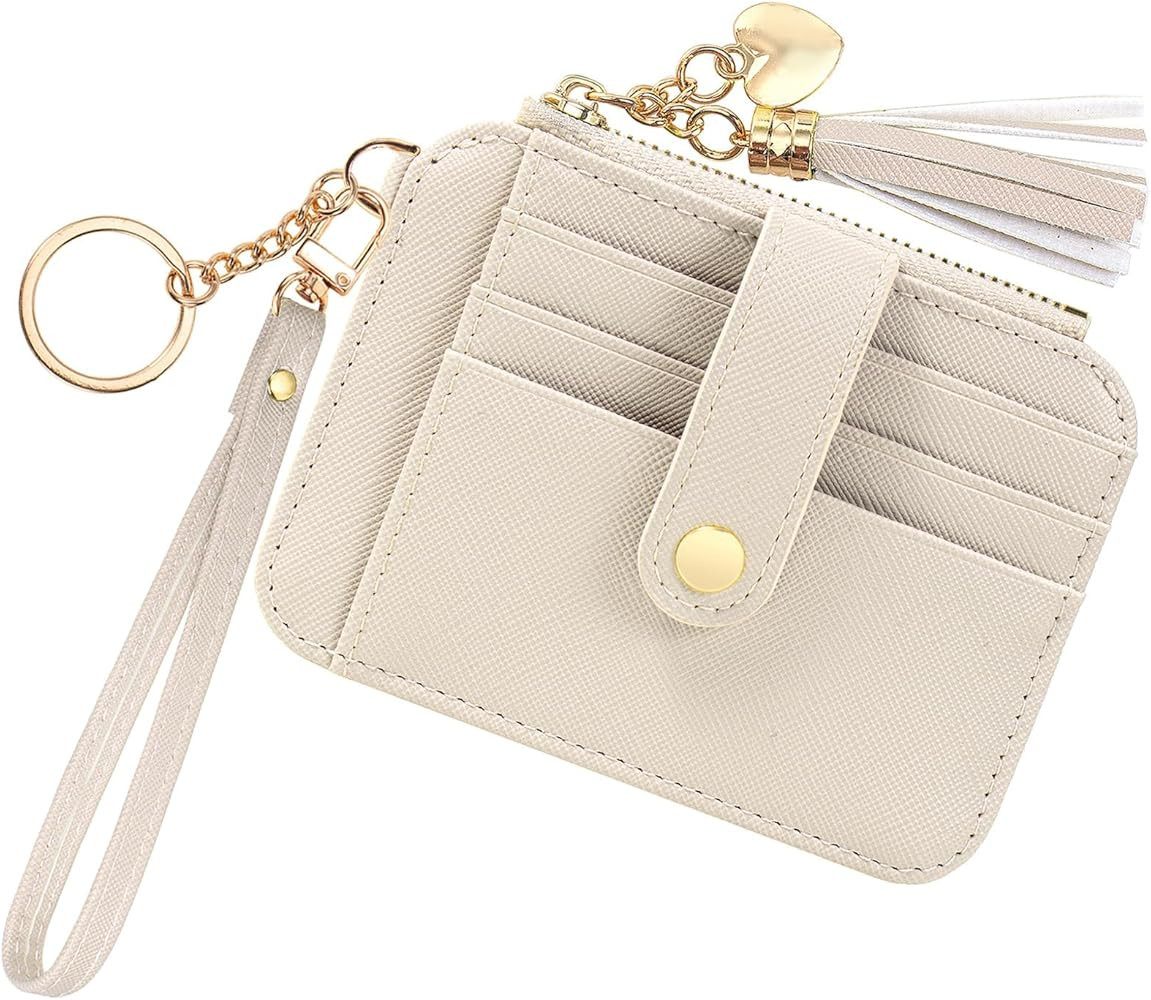 KOTORA Small Card Case Womens Wristlet Keychian Card Holder Cash Coin Purse Girls Cute Tassel Wal... | Amazon (US)
