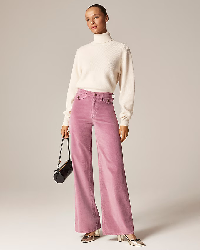 Wide-leg trouser in washed velvet | J. Crew US
