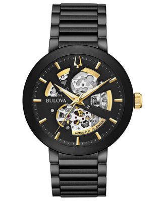 Bulova Men's Futuro Black Stainless Steel Bracelet Watch 42mm - Macy's | Macy's