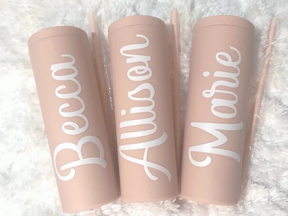 Blush Personalized Tumbler With Lid and Straw Personalized | Etsy | Etsy (US)