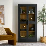 Better Homes & Gardens Ezra Glass Door Storage Accent Cabinet, Rich Black finish | Walmart (US)