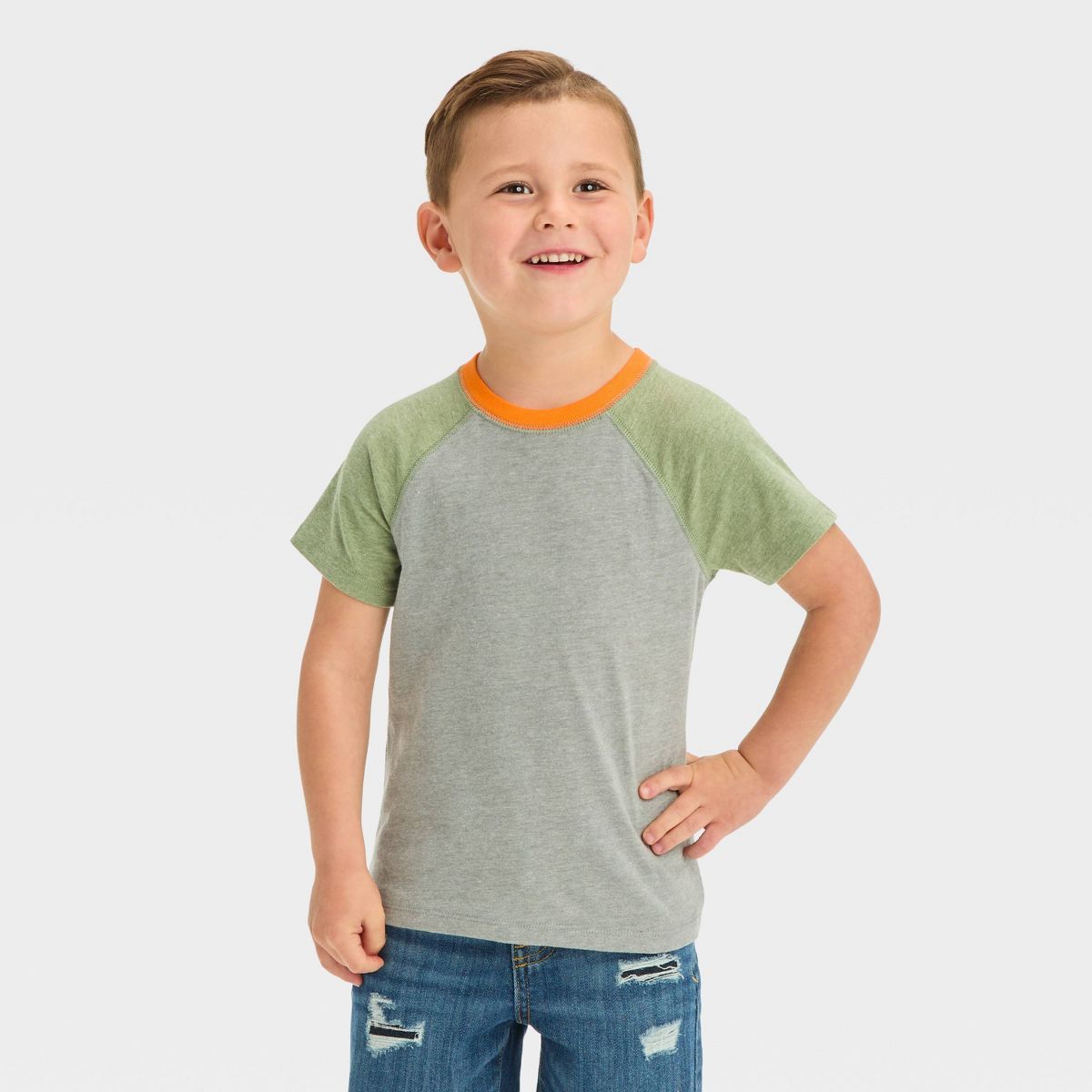 Toddler Boys' Colorblock Jersey Knit T-Shirt - Cat & Jack™ Gray | Target