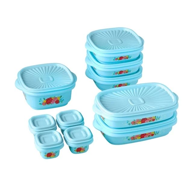 The Pioneer Woman 20 Piece Plastic Food Storage Container Variety Set, Sweet Rose | Walmart (US)