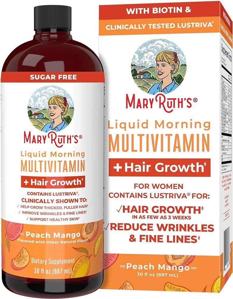 MaryRuth's Liquid Multivitamin + Lustriva® Hair Growth Vitamins | Biotin 10000mcg | Vitamin D | ... | Amazon (US)