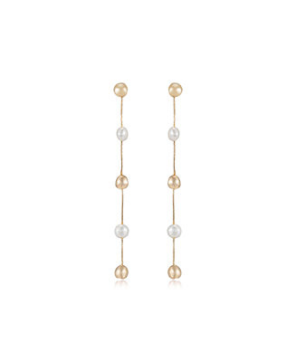 ETTIKA Alternating Freshwater Pearl and 18K Gold Plated Bead Drop Earrings - Macy's | Macy's