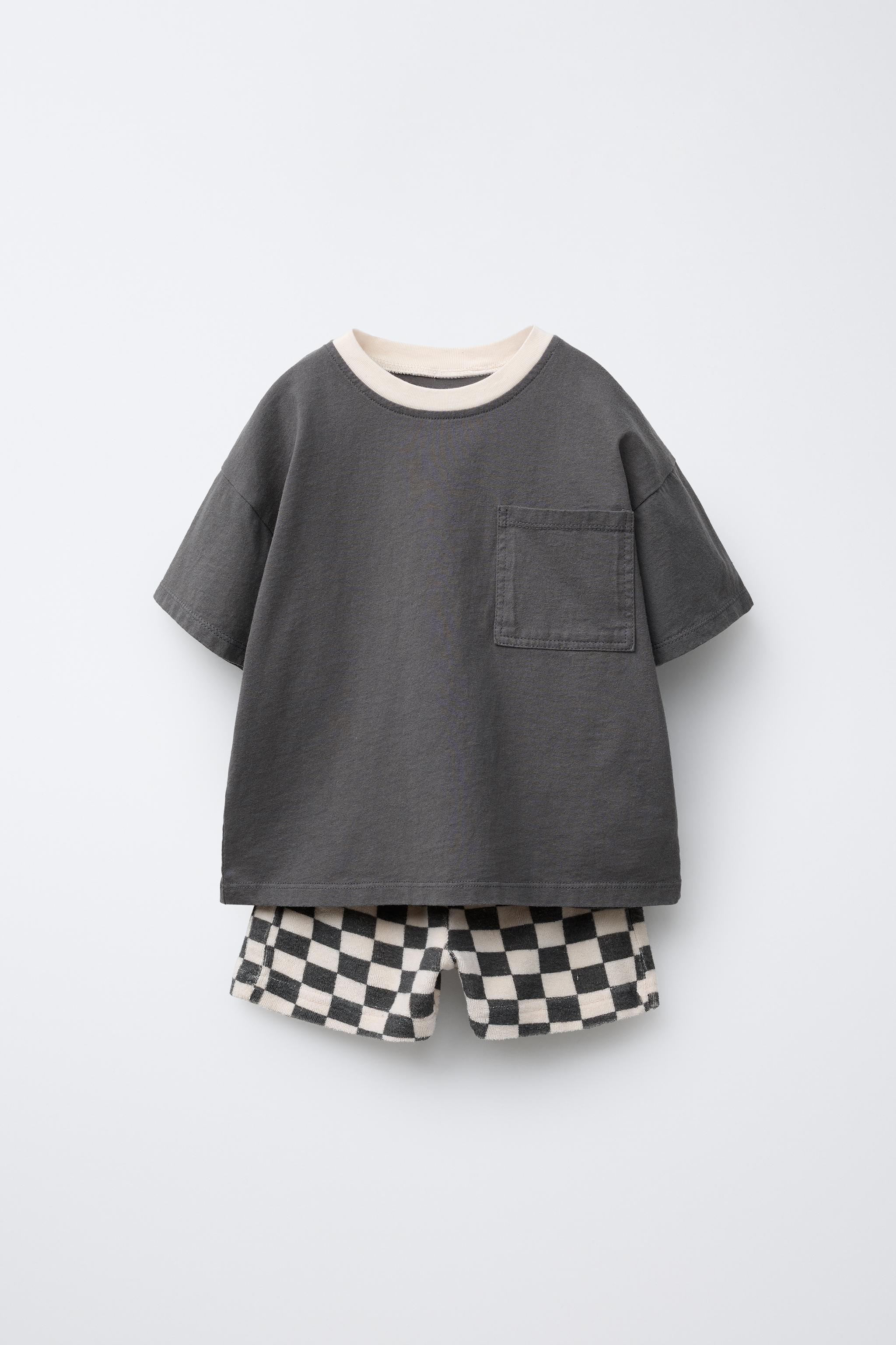 CHECKERBOARD T-SHIRT AND BERMUDA JOGGING SET | Zara US