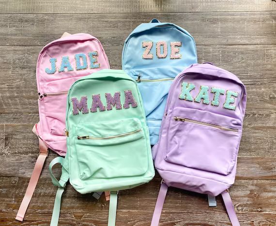Custom Nylon Backpack Personalized Varsity Letter Bag - Etsy | Etsy (US)