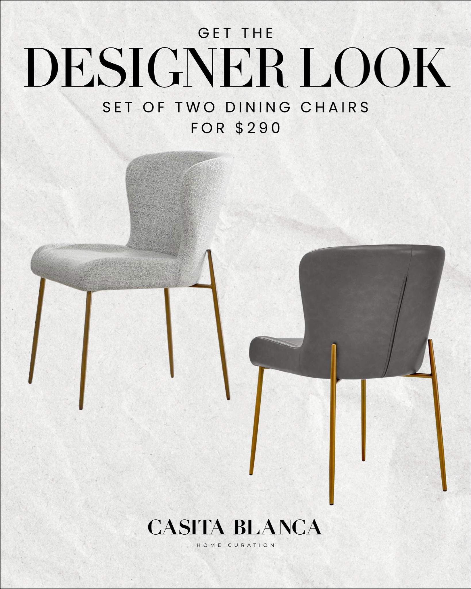 Get the designer look - set of two dining chairs for $290! 

Amazon, Rug, Home, Console, Amazon Home, Amazon Find, Look for Less, Living Room, Bedroom, Dining, Kitchen, Modern, Restoration Hardware, Arhaus, Pottery Barn, Target, Style, Home Decor, Summer, Fall, New Arrivals, CB2, Anthropologie, Urban Outfitters, Inspo, Inspired, West Elm, Console, Coffee Table, Chair, Pendant, Light, Light fixture, Chandelier, Outdoor, Patio, Porch, Designer, Lookalike, Art, Rattan, Cane, Woven, Mirror, Luxury, Faux Plant, Tree, Frame, Nightstand, Throw, Shelving, Cabinet, End, Ottoman, Table, Moss, Bowl, Candle, Curtains, Drapes, Window, King, Queen, Dining Table, Barstools, Counter Stools, Charcuterie Board, Serving, Rustic, Bedding, Hosting, Vanity, Powder Bath, Lamp, Set, Bench, Ottoman, Faucet, Sofa, Sectional, Crate and Barrel, Neutral, Monochrome, Abstract, Print, Marble, Burl, Oak, Brass, Linen, Upholstered, Slipcover, Olive, Sale, Fluted, Velvet, Credenza, Sideboard, Buffet, Budget Friendly, Affordable, Texture, Vase, Boucle, Stool, Office, Canopy, Frame, Minimalist, MCM, Bedding, Duvet, Looks for Less

#LTKSeasonal #LTKhome #LTKstyletip