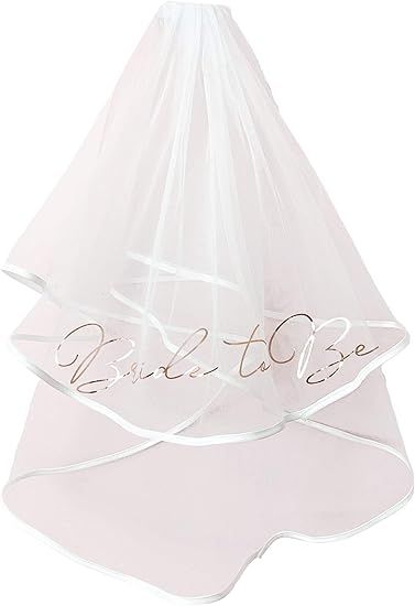Rose Gold Bride to Be Veil Women’s Tulle Short Bachelorette Party Veil With Comb Wedding | Amazon (US)