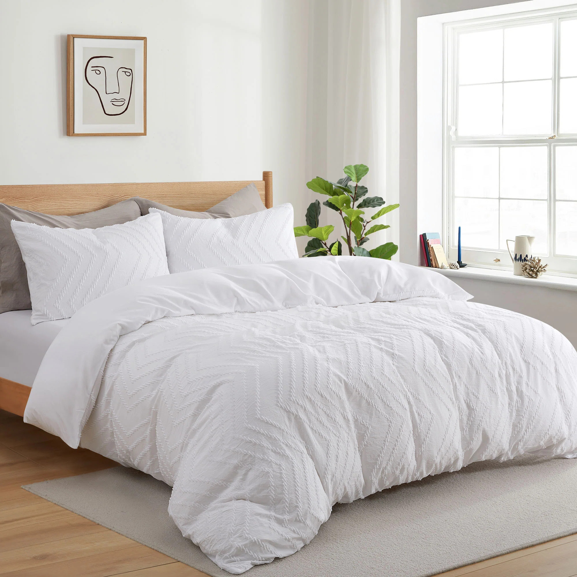 White Microfiber Reversible Duvet Cover Set | Wayfair North America