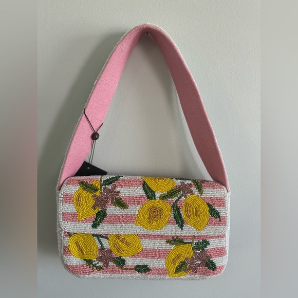 NWT Beaded Lemon Shoulder Bag Pink & Yellow VIRAL | Poshmark