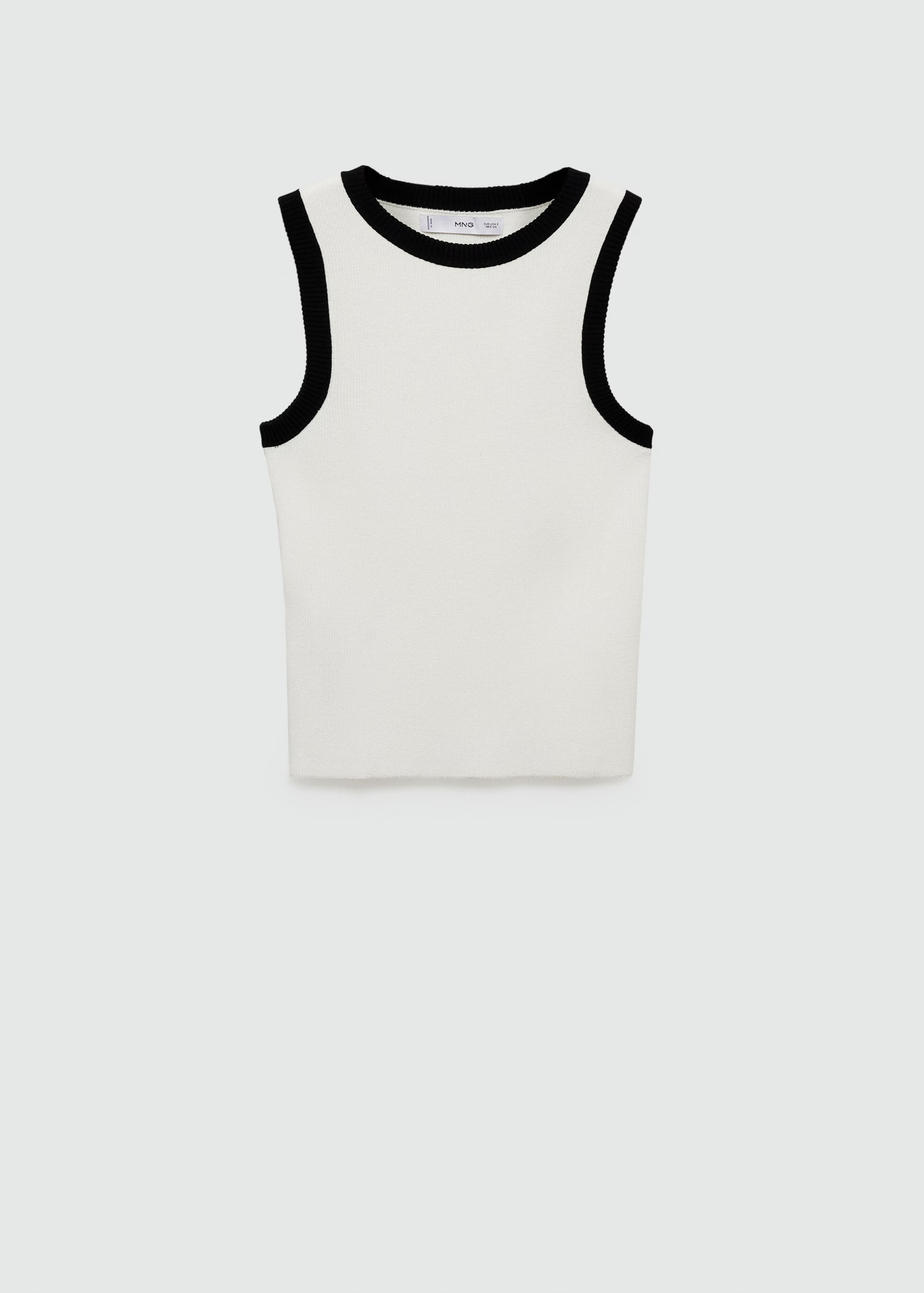 Knitted top with contrasting piping - Women | MANGO United Kingdom | MANGO (UK)