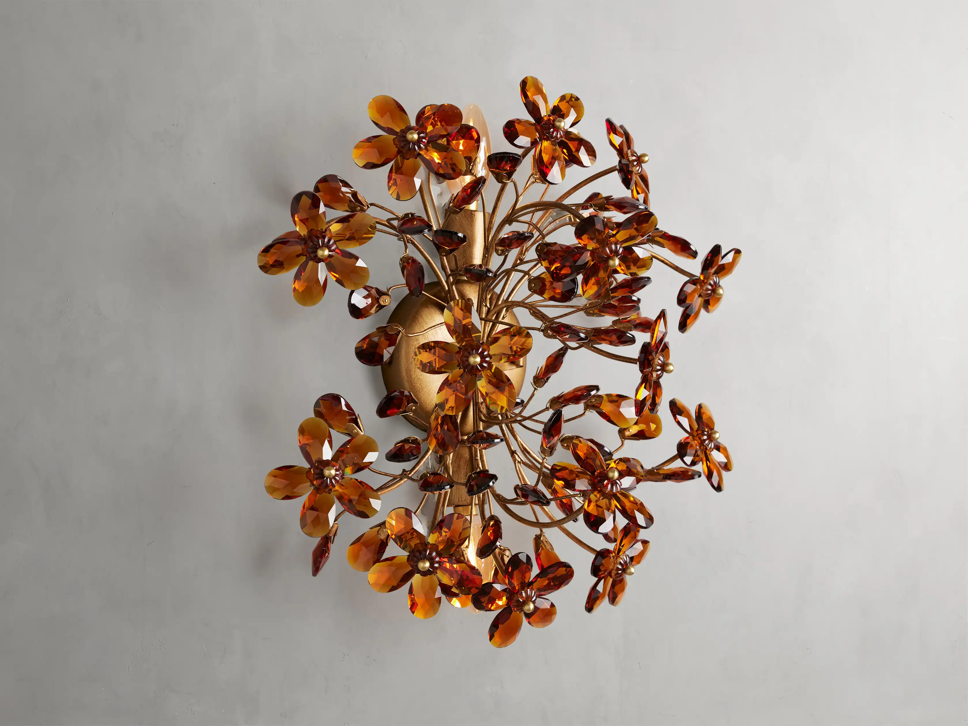 Fiore Sconce in Brass with Amber Glass | Arhaus