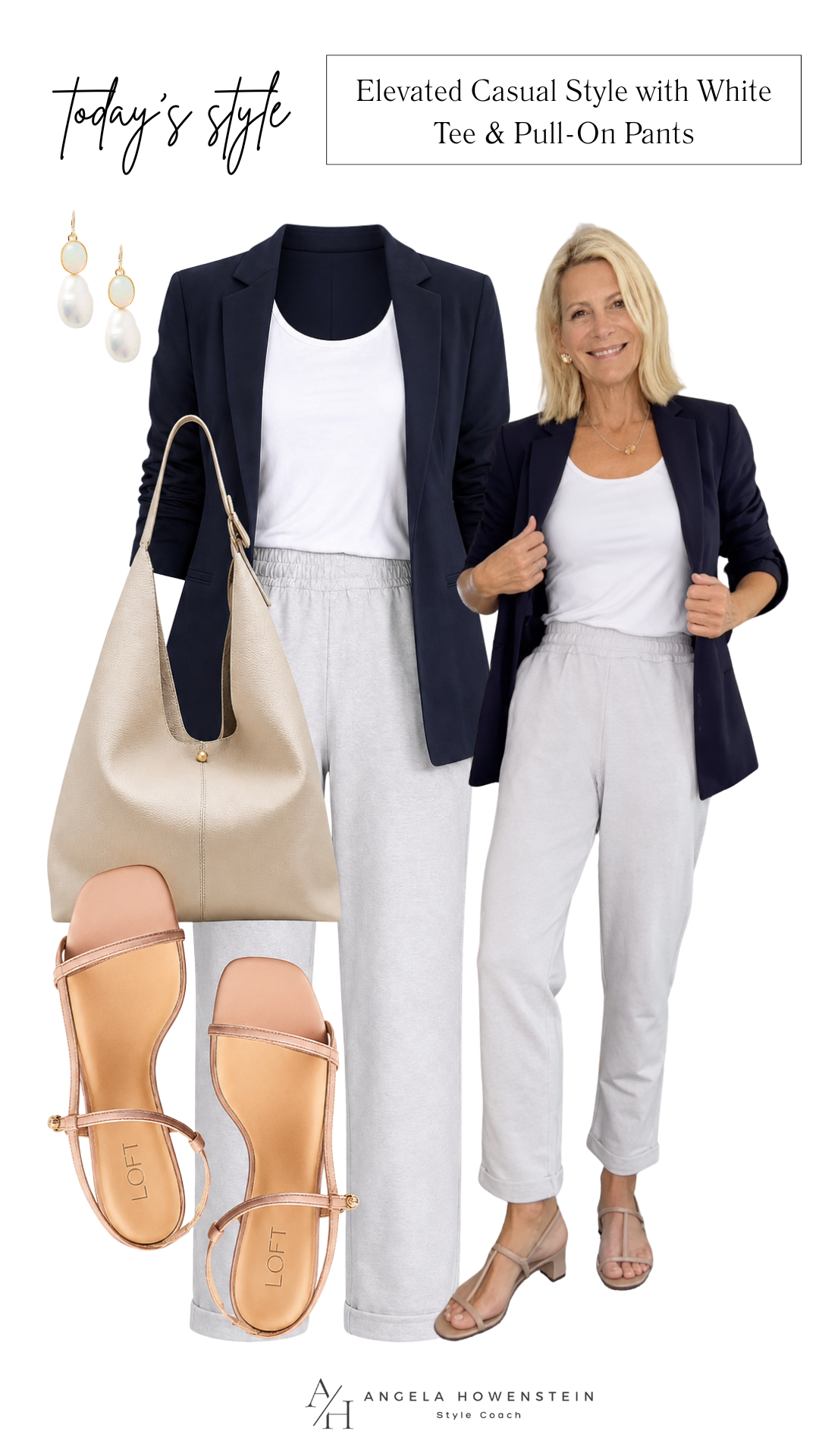 A navy blazer instantly elevates even your most comfortable basics. Layer it over a white tee and relaxed pull-on pants for an effortlessly polished look that’s perfect for lunch, travel, casual meetings, or running errands in style.

👩‍💻 LTK PRO TIPS
❤️ Heart = Support my posts ;-)
🔖 Save = Get sale & restock alerts for the things you love!
📋 Lists = Keep favorites organized (List ideas: Christmas, Birthdays, and Vacations!)
📲 Share = Send lists and products to a friend (or your daughters like me).
💬 Comment = Ask me anything, and I’ll answer. ;-) 

 #LTKootd #LTKOver40 #LTKTravel