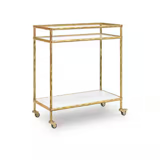 Signature DESIGN BY ASHLEY Plattfield Gold Bar Cart with Shelf A4000625 - The Home Depot | The Home Depot