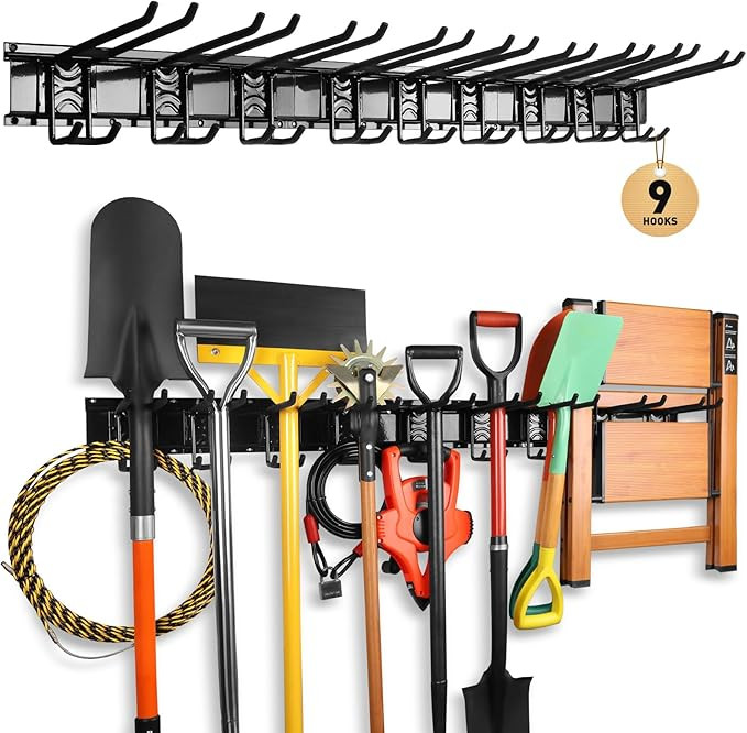 ELEAD 48 Inches Garage Storage, Garage Organization, Garden Tool Organizer Wall Mount, 9 Adjustab... | Amazon (US)