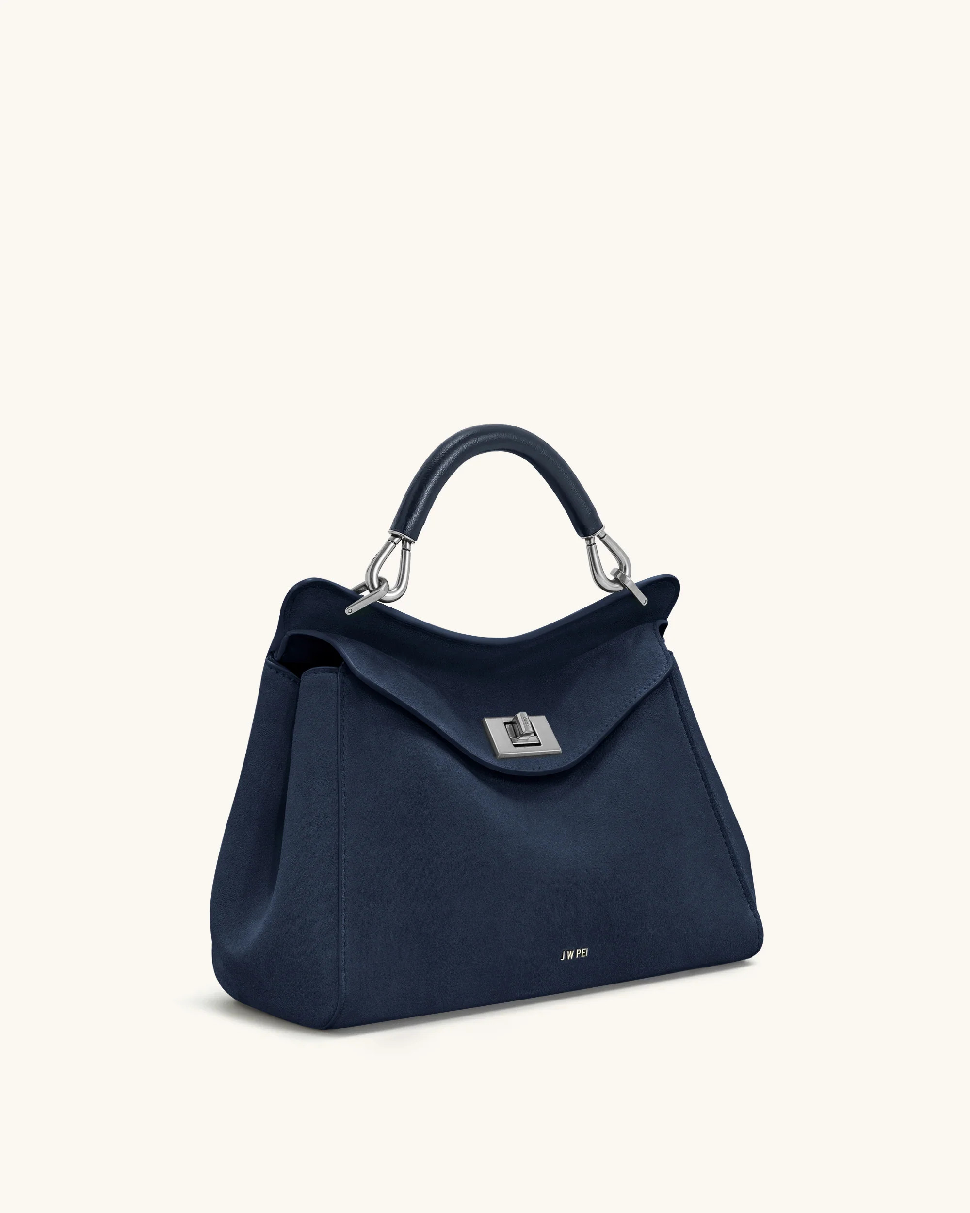 Lucia Classic Faux Suede Top Handle Bag - Navy Blue | JW PEI US