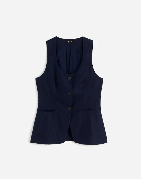 Linen Scoopneck Cutaway Vest | Madewell | Madewell