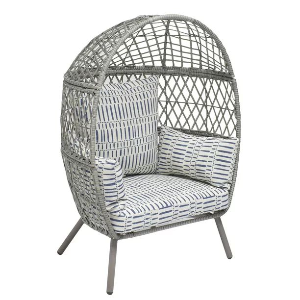 Better Homes & Gardens Kid's Ventura Outdoor Stationary Wicker Woven Egg Chair, Gray - Walmart.co... | Walmart (US)