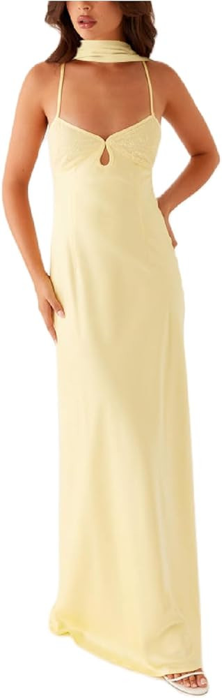 Women Floral Tube Maxi Dress with Scarf Sexy Strapless Backless Bodycon Long Dress Summer Mesh Co... | Amazon (US)