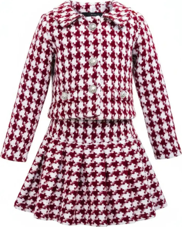 Mia Belle Girls Cute Festive Jacket and Pleated Skirt Set | Nordstrom | Nordstrom