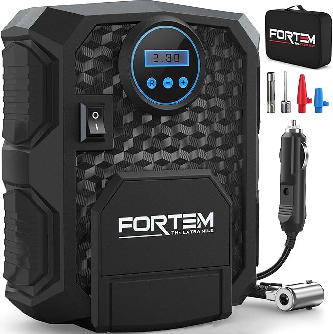 FORTEM Tire Inflator Portable Air Compressor, Bike Tire Pump, 12V Electric Air Pump for Car Tires... | Amazon (US)
