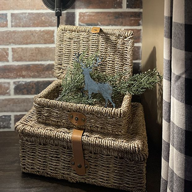 Woven Seagrass Storage Box Set of 2 | Antique Farm House