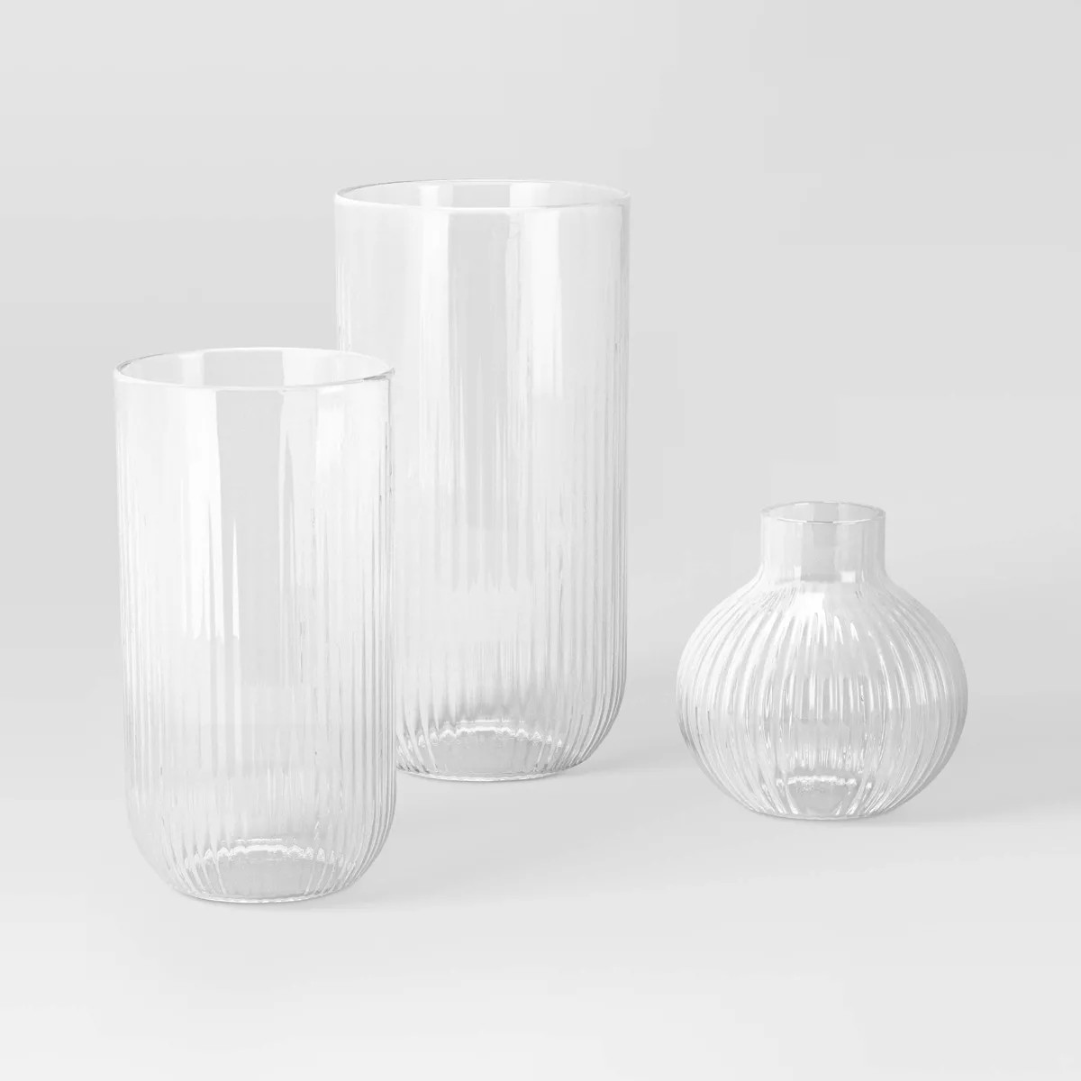 3pc Vase Set Ribbed Glass - Room Essentials™ | Target