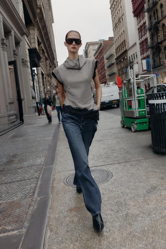 HOUNDSTOOTH LACE TOP | Zara US